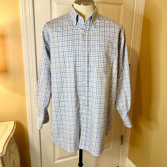 EUC Men's Peter Millar Nanoluxe Easycare Plaid Check Button Down Shirt Size XL - Picture 2 of 4